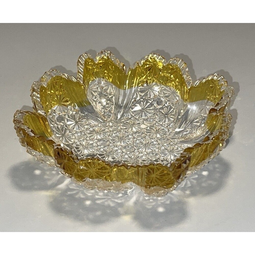 Vtg EAPG Hobbs Brockunier Hobnail Daisy Button Candy Trinket Dish 2 Tone